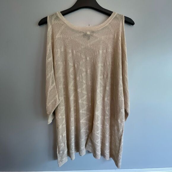 Lane Bryant Gold Sparkle Cold Shoulder top shirt blouse size 22/24 plus size - Picture 4 of 4